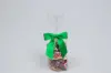 3" X 2-3/4" SATIN EMERALD GREEN PRE-TIED BOW CLEAR TWIST TIE