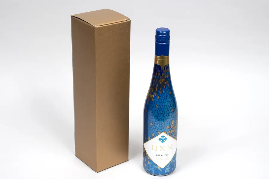 3-3/4 X 3-3/4 X 13-3/8 BOTTLE BOX SPUN GOLD 1 BOT HORIZONTAL OPENING