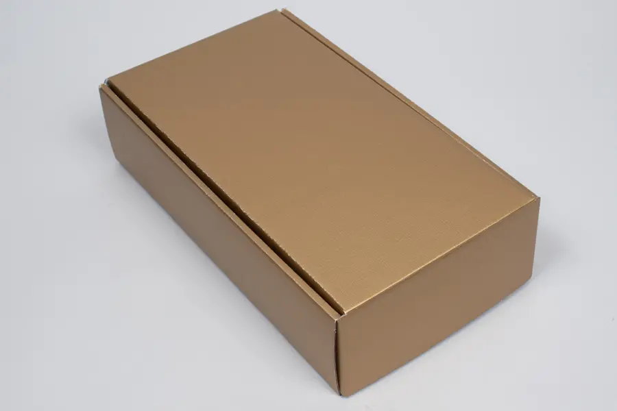 7-1/4 X 3-1/2 X 13-3/8 BOTTLE BOX SPUN GOLD 2 BOT W/INSERTS