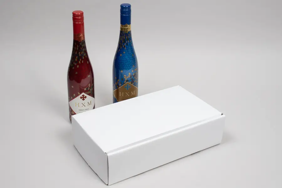 7-1/4 X 3-1/2 X 13-3/8 BOTTLE BOX SPUN BIANCO 2 BOT W/INSERTS