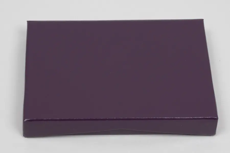 4-5/8X3-3/8X5/8 PLUM LEATHER W/SILVER PAPER POP UP INSERT