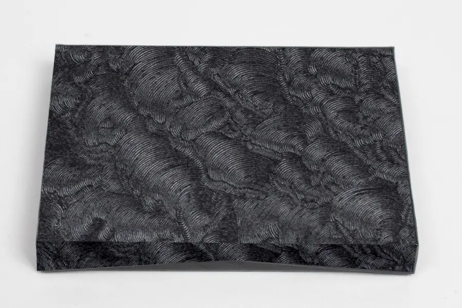 4-5/8X3-3/8X5/8 BLACK FROST W/BLACK PAPER POP UP INSERT