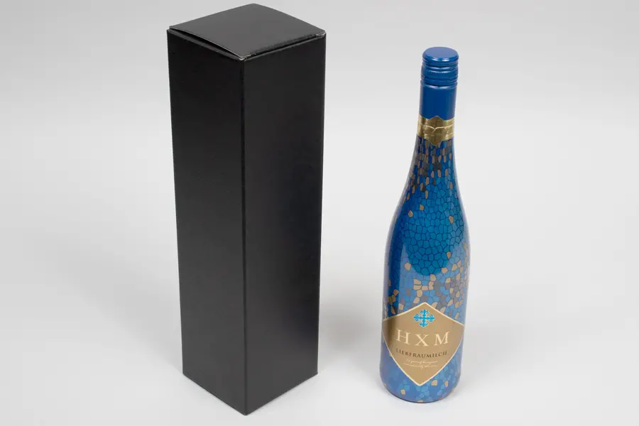 3-1/2 X 3-1/2 X 15 BOTTLE BOX BLACK LINEN 1 BOT TOP OPENING