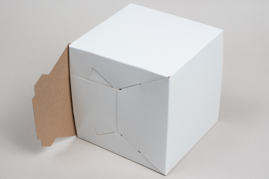 6x6x3 White Gloss Hi-Wall Folding Gift Boxes *Lids Sold Separately*