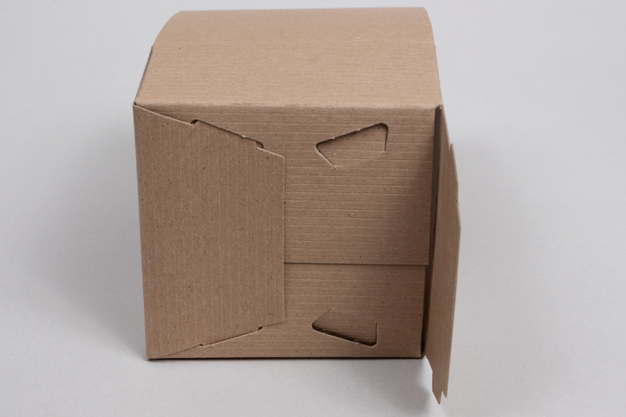 4x4x2 Natural Kraft Pinstripe Tuck-Top Gift Boxes