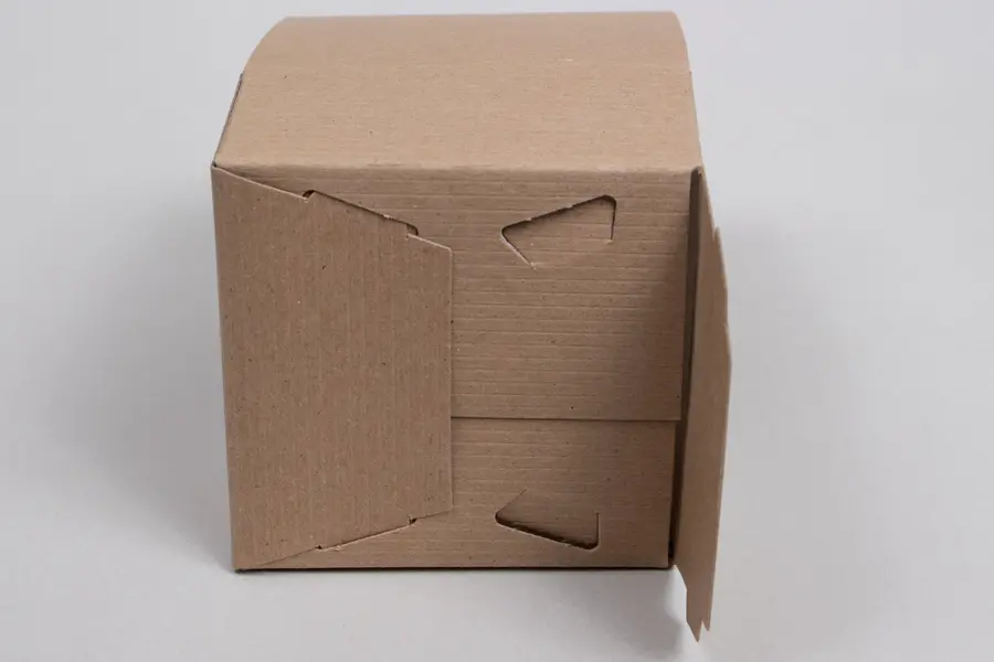4x4x2 Natural Kraft Pinstripe Tuck-Top Gift Boxes