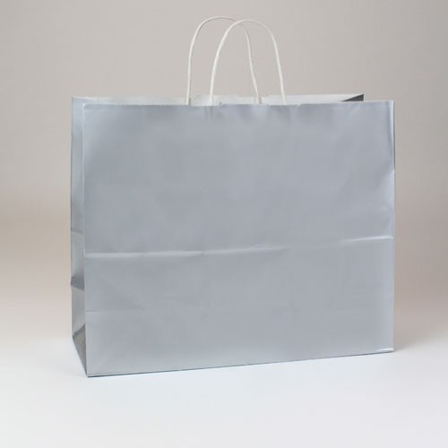16 x 6 x 13 SILVER ULTRA GLOSS PAPER SHOPPING BAGS