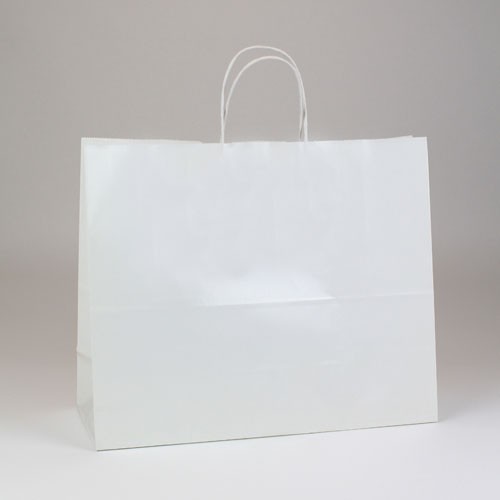 16 x 6 x 13 WHITE ULTRA GLOSS PAPER SHOPPING BAGS