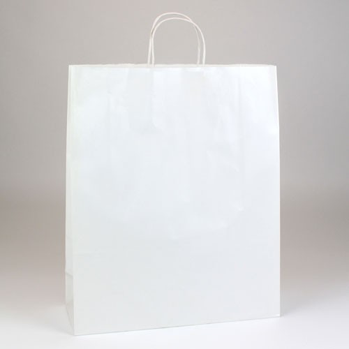 16 x 6 x 19.25 WHITE ULTRA GLOSS PAPER SHOPPING BAGS