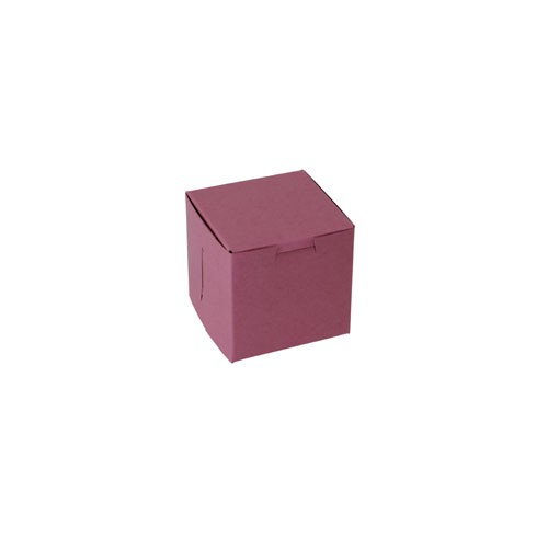 4 x 4 x 4 STRAWBERRY PINK ONE-PIECE BAKERY BOXES