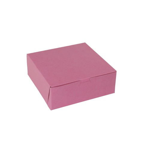 8 x 8 x 3 STRAWBERRY PINK ONE-PIECE BAKERY BOXES