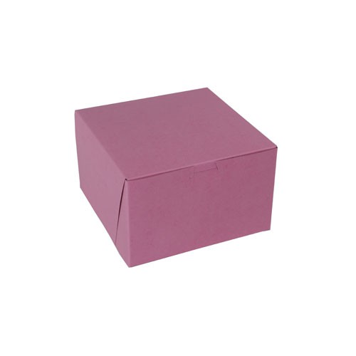 8 x 8 x 5 STRAWBERRY PINK ONE-PIECE BAKERY BOXES