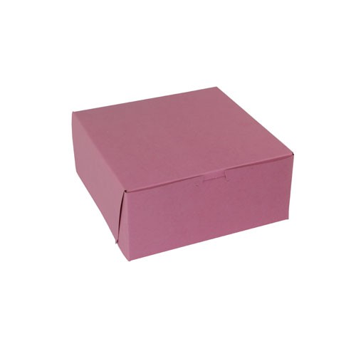 9 x 9 x 4 STRAWBERRY PINK ONE-PIECE BAKERY BOXES