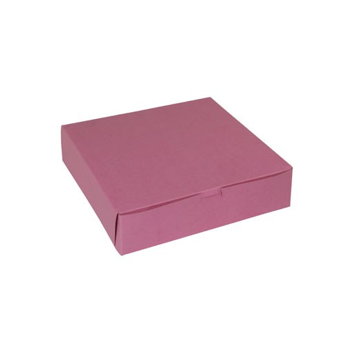 10 x 10 x 2.5 STRAWBERRY PINK ONE-PIECE BAKERY BOXES