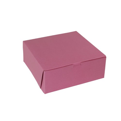 10 x 10 x 4 STRAWBERRY PINK ONE-PIECE BAKERY BOXES