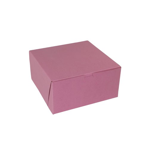 10 x 10 x 5 STRAWBERRY PINK ONE-PIECE BAKERY BOXES