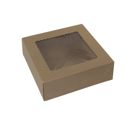 9 x 9 x 2.5 NATURAL KRAFT WINDOWED BAKERY BOXES