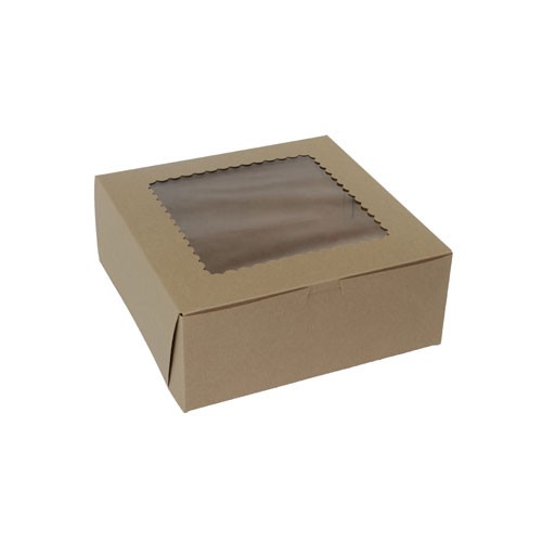 10 x 10 x 4 NATURAL KRAFT WINDOWED CUPCAKE BOXES