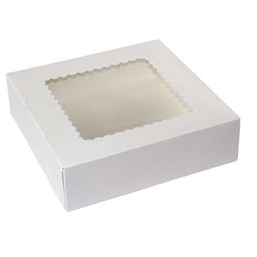 9 x 9 x 2.5 WHITE WINDOWED BAKERY BOXES