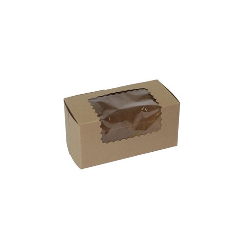 8 x 4 x 4 NATURAL KRAFT WINDOWED CUPCAKE BOXES