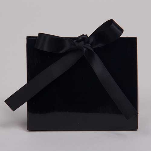 4.5 x 2 x 3.75 GLOSS BLACK RIBBON TIED PURSE BOXES