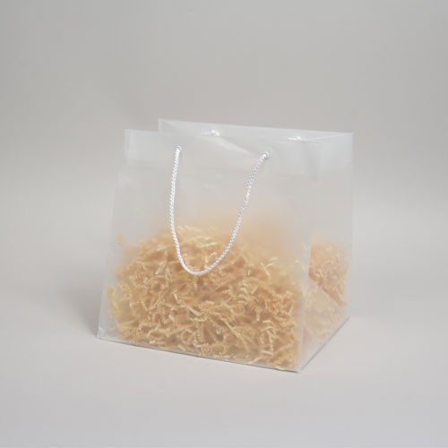 11 x 9 x 11 CLEAR FROSTED ROPE HANDLED EUROTOTE PLASTIC BAGS