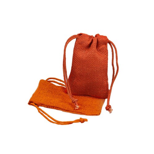 3 x 5 ORANGE DRAWSTRING JUTE POUCHES
