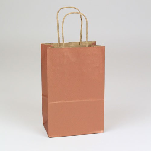 5.5 x 3.25 x 8.37 COPPER METALLIC PAPER SHOPPING BAGS