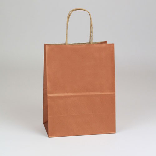 8 x 4.75 x 10.5 COPPER METALLIC PAPER SHOPPING BAGS ***LIMITED AVAILABILITY***